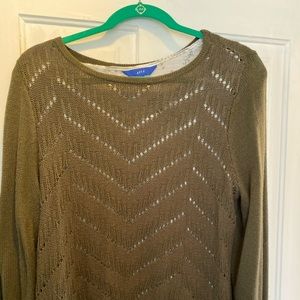 Olive Green Sweater with printed shell